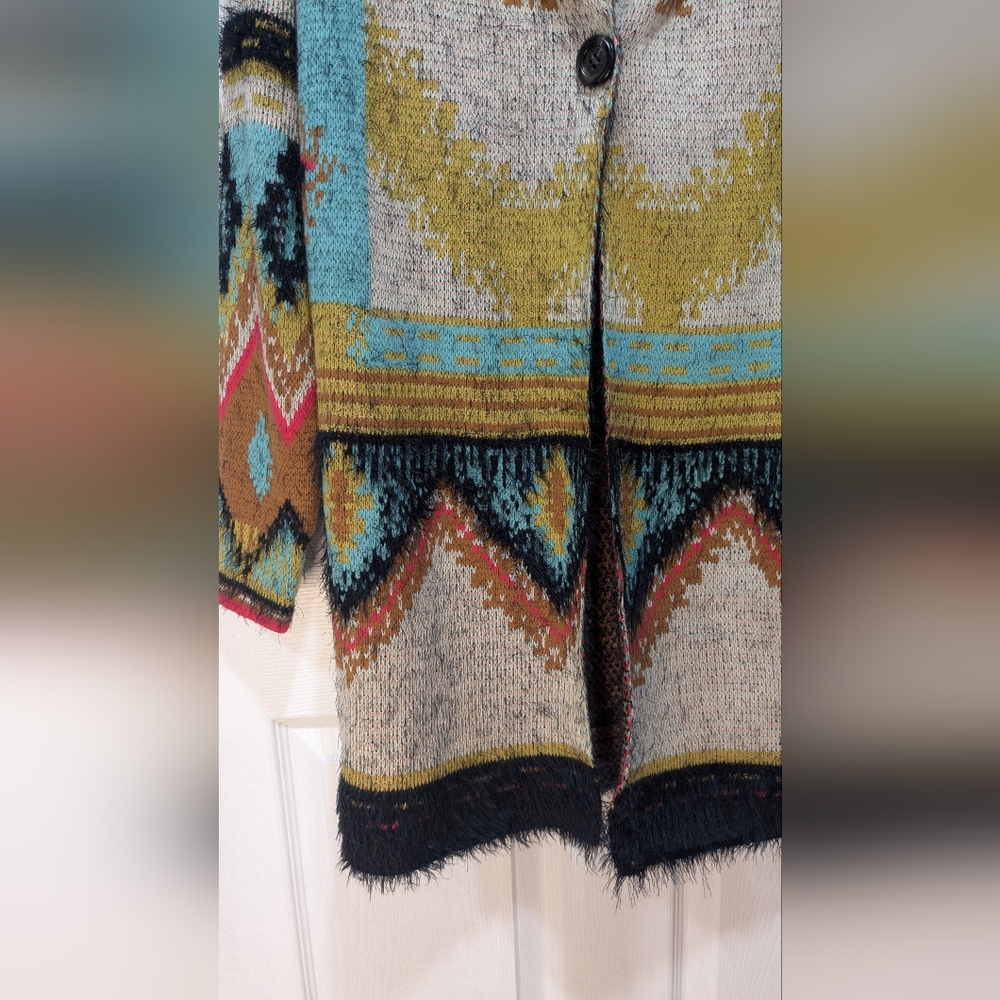 Maxsport Hooded Long Eyelash Tribal Aztec Duster Women’s Cardigan Sweater - Picture 5 of 7